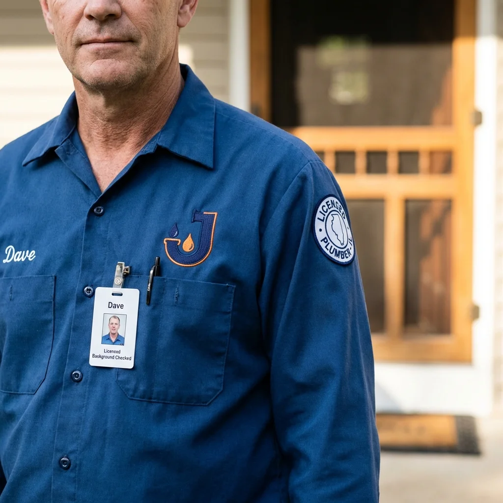 Licensed plumber showing ID badge in Hagerman, NM