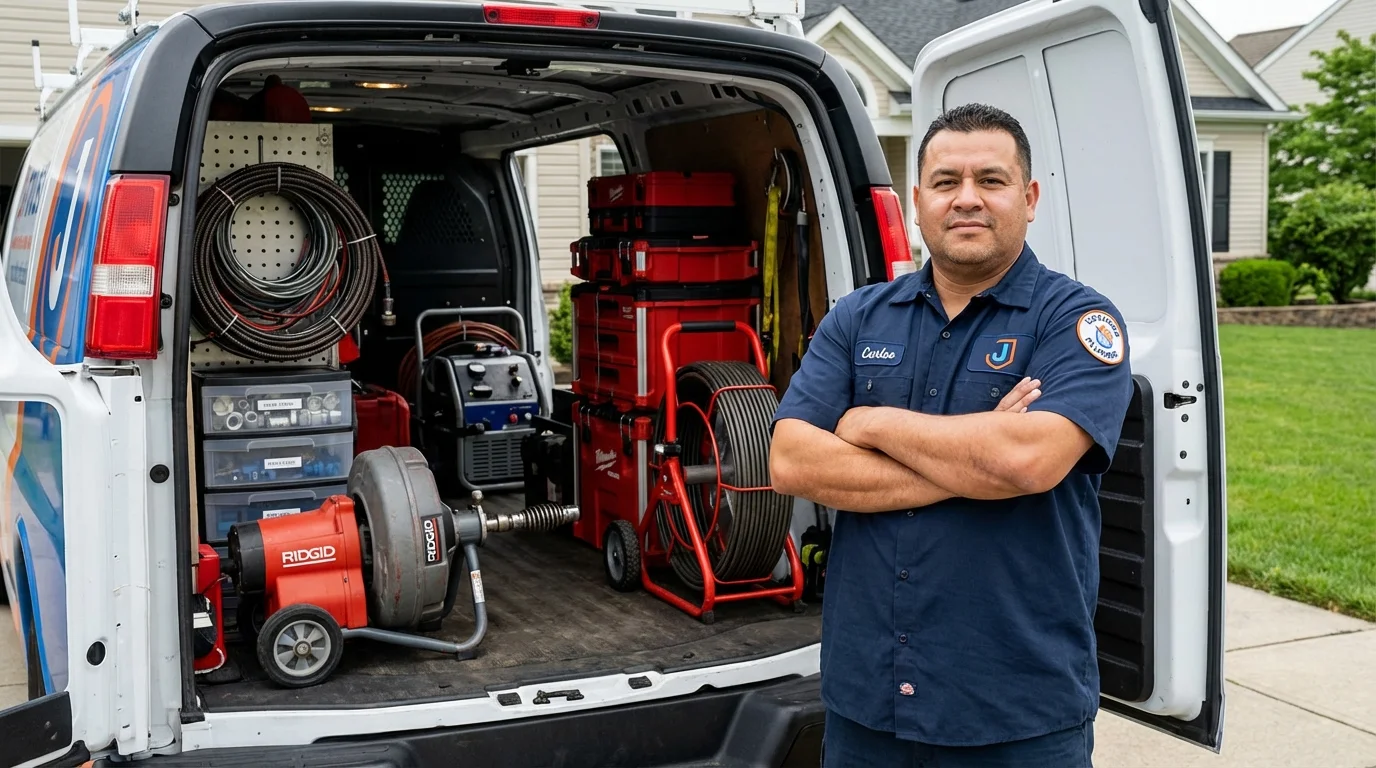 Professional drain cleaning equipment and Johns Plumbing LLC plumber in Hagerman