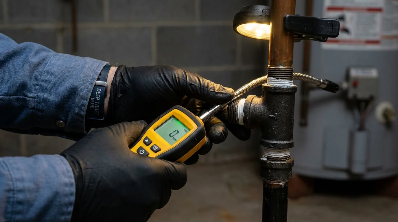Gas leak detection with electronic sniffer by Johns Plumbing LLC in Hagerman