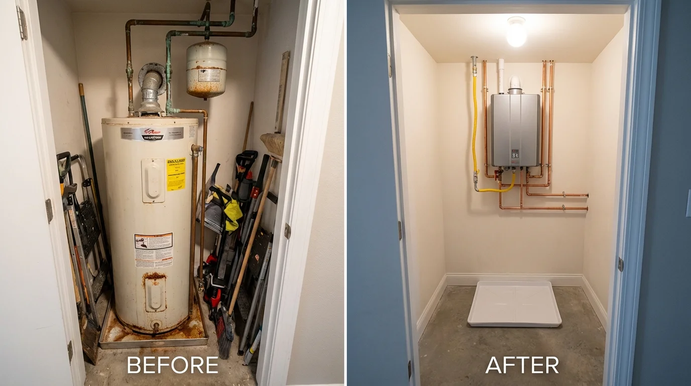 Tank water heater versus wall-mounted tankless unit comparison for Hagerman, NM homeowners